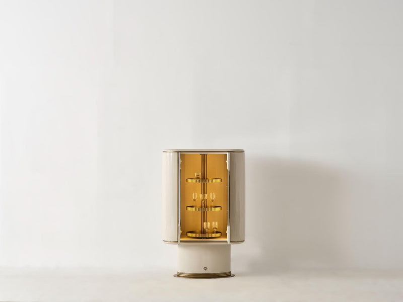 Atmacha Home And Living Bar Cabinet Cream / Antique Brass / Full Glass Messina Bar Cabinet