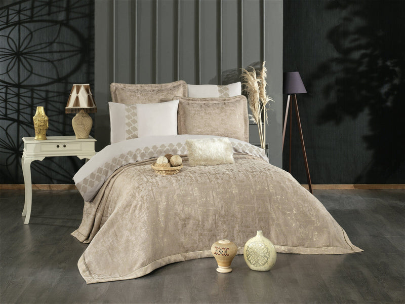 Atmacha Home And Living Bedding Set Cappuccino Sara 8-Piece Luxury Bridal Bedding Set