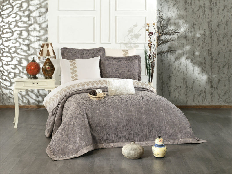 Atmacha Home And Living Bedding Set Earth Brown Sara 8-Piece Luxury Bridal Bedding Set