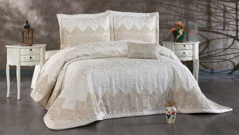 Atmacha Home And Living Bedding Set Ecru / Gold / 4 Pieces Wren 4-Piece Bedspread Set -  Ecru Gold | ATMACHA HOME & LIVING