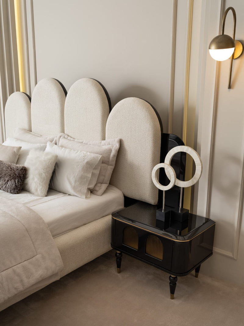 Atmacha Home And Living Bedside Table Anthracite / Antique Brass Knightsbridge Bedside Table