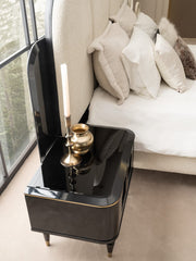 Atmacha Home And Living Bedside Table Anthracite / Antique Brass Knightsbridge Bedside Table