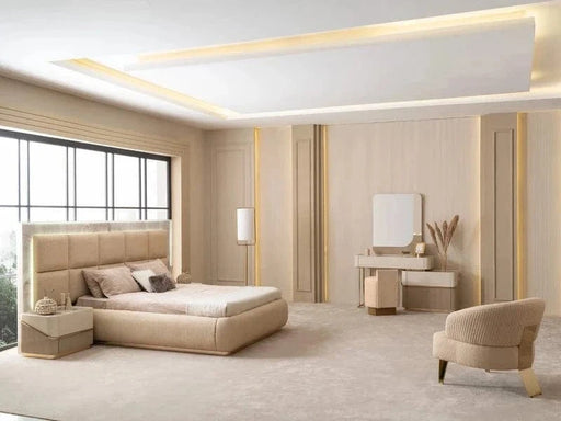 Atmacha Home And Living Bedside Table Cream / Antique Brass Alessio Bedside Table