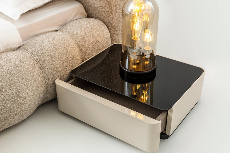 Atmacha Home And Living Bedside Table Off White / Gold Lily Bedside Table