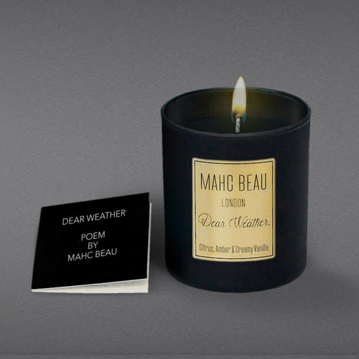 Atmacha Home And Living Candles Dear Weather. 300g Citrus, Amber, Rose & Creamy Vanilla Black Edition