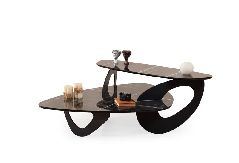 Atmacha Home And Living Coffee Table Black / MDF, Walnut Veneer, Metal Solid Coffee Table