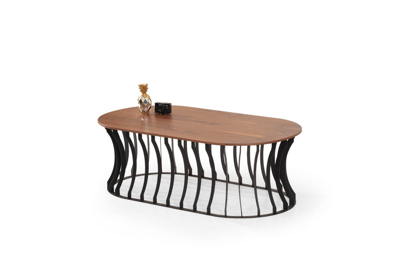 Atmacha Home And Living Coffee Table Black / MDF, Walnut Veneer, Metal / Standard Carmen Coffee Table