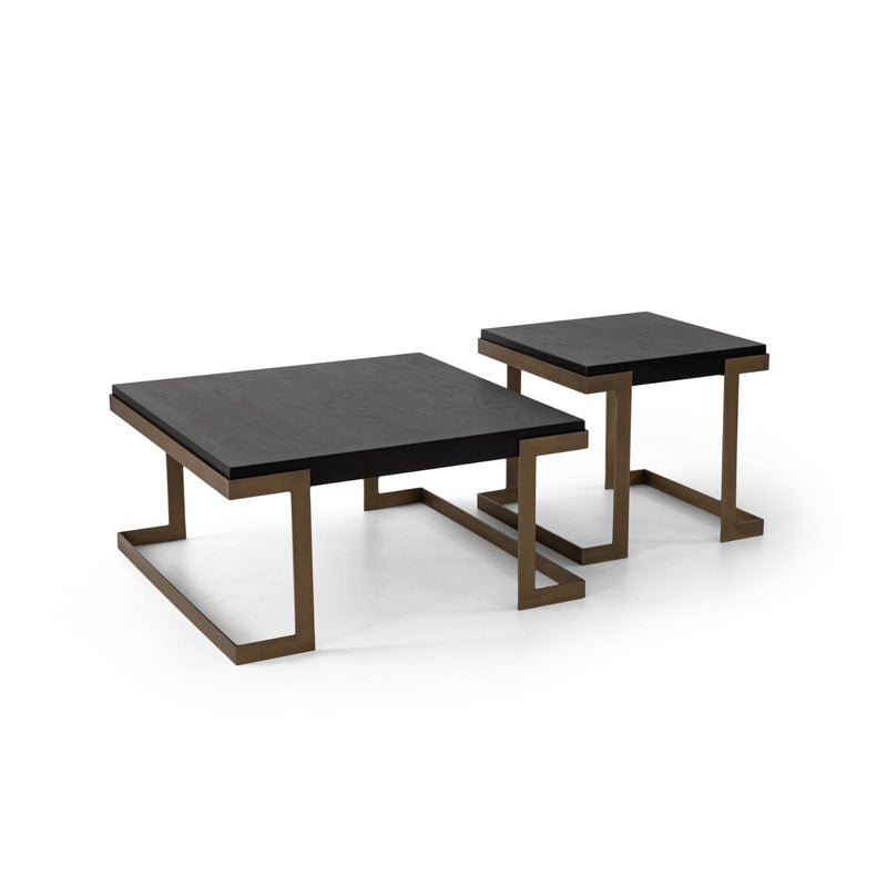 Atmacha Home And Living Coffee Table Black / Oak Veneer, Metal, Brass / Tumbled Brass Bogota Coffee Table