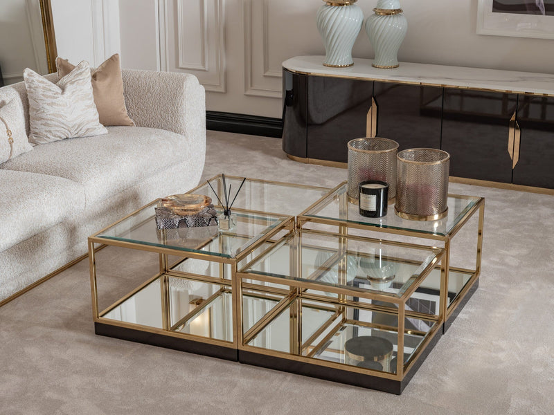 Atmacha Home And Living Coffee Table Clear Glass / Gold / Set Of 4 Vittoria Coffee Table