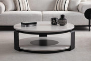 Atmacha Home And Living Coffee Table Coffe Table / Off White / Mat Black Loft Coffee Table