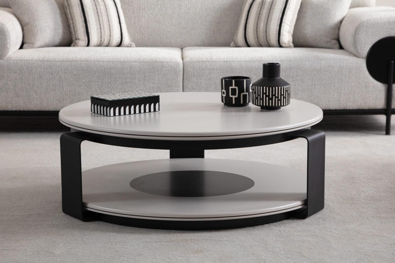 Atmacha Home And Living Coffee Table Coffe Table / Off White / Mat Black Loft Coffee Table