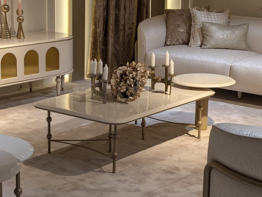 Atmacha Home And Living Coffee Table Cream / Antique Brass Knightsbridge Cream Coffee Table