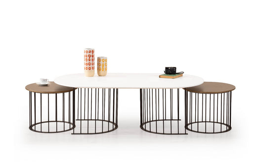 Atmacha Home And Living Coffee Table Ecru / MDF, Walnut Veneer, Metal, Brass Ripa Coffee Table