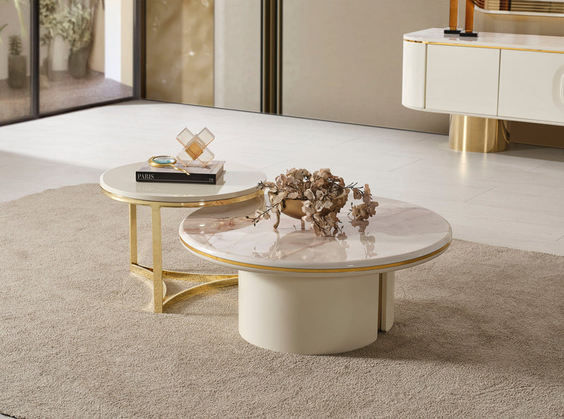 Atmacha Home And Living Coffee Table Luxury(Shiny Gold) / Set Of 2 Farella Coffee Table