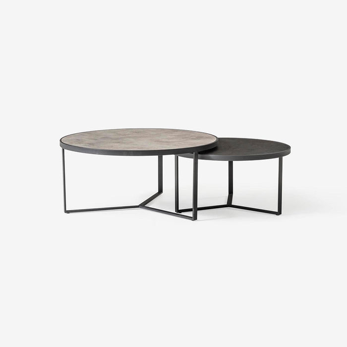 Atmacha Home And Living Coffee Table Retro Silver - Black Concrete / Rose Gold Mercedes Twin Coffee Table