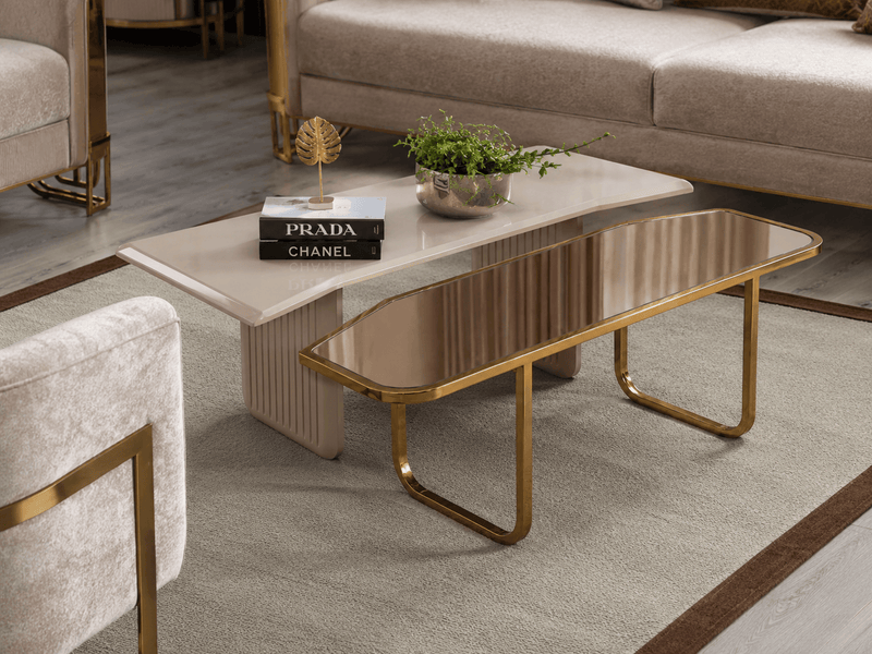 Atmacha Home And Living Coffee Table Taupe / Gold Solo Coffee Table