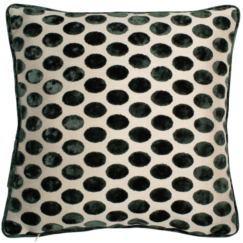 Atmacha Home And Living Cushion 56x56 cm / Green Polka Dot Green Cut Velvet With Piping Cushion 56 X 56