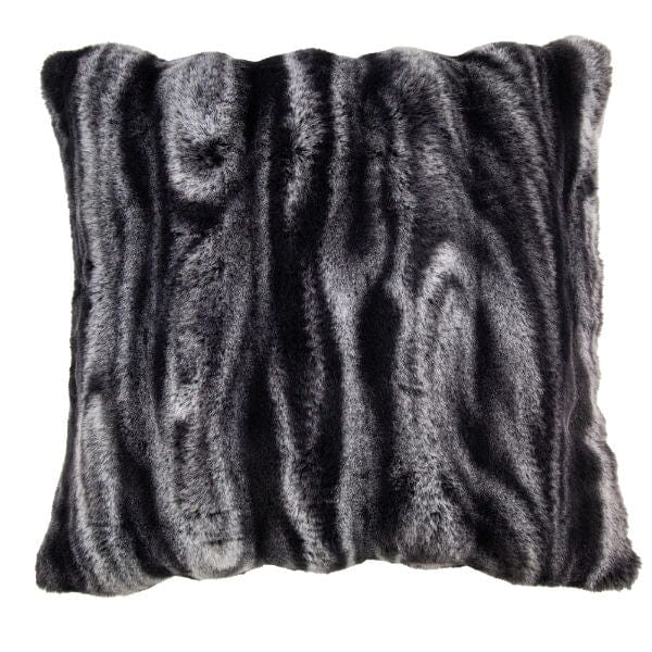 Atmacha Home And Living Cushion Dalston Cushion(50x50cm) - Charcoal Stripe Faux Fur Elegance