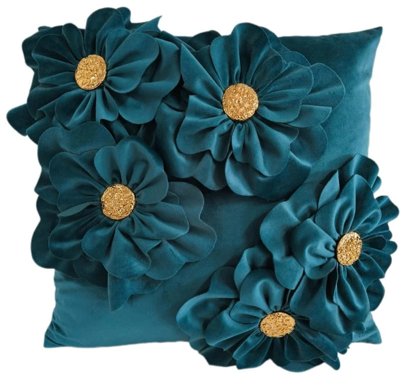 Atmacha Home And Living Cushion Teal / 45x45cm BLOOMING WONDERFUL TEAL CUSHION / 45x45cm