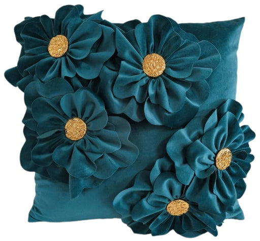 Atmacha Home And Living Cushion Teal / 45x45cm BLOOMING WONDERFUL TEAL CUSHION / 45x45cm