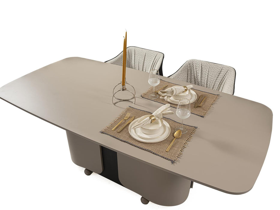 Atmacha Home And Living Dining Room Set Cream / Black Tirion Dining Room Set | Dining Table  & 6 Chairs & Sideboard & Mirror