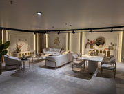 Atmacha Home And Living Dining Room Set Dining Table With 6 Chairs & Sideboard With Mirror / Antique Brass Knightsbridge Cream Dining Room Set | Dining Table & 6 Chairs & Sideboard & Mirror