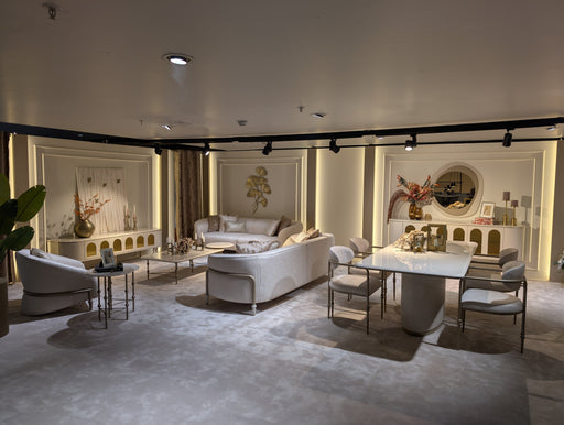 Atmacha Home And Living Dining Room Set Dining Table With 6 Chairs & Sideboard With Mirror / Antique Brass Knightsbridge Cream Dining Room Set | Dining Table & 6 Chairs & Sideboard & Mirror