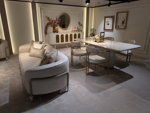 Atmacha Home And Living Dining Room Set Dining Table With 6 Chairs & Sideboard With Mirror / Antique Brass Knightsbridge Cream Dining Room Set | Dining Table & 6 Chairs & Sideboard & Mirror