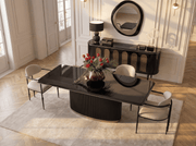 Atmacha Home And Living Dining Room Set Dining Table With 6 Chairs & Sideboard With Mirror / Antique Brass Knightsbridge Dining Room Set | Dining Table & 6 Chairs & Sideboard & Mirror