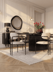 Atmacha Home And Living Dining Room Set Dining Table With 6 Chairs & Sideboard With Mirror / Antique Brass Knightsbridge Dining Room Set | Dining Table & 6 Chairs & Sideboard & Mirror