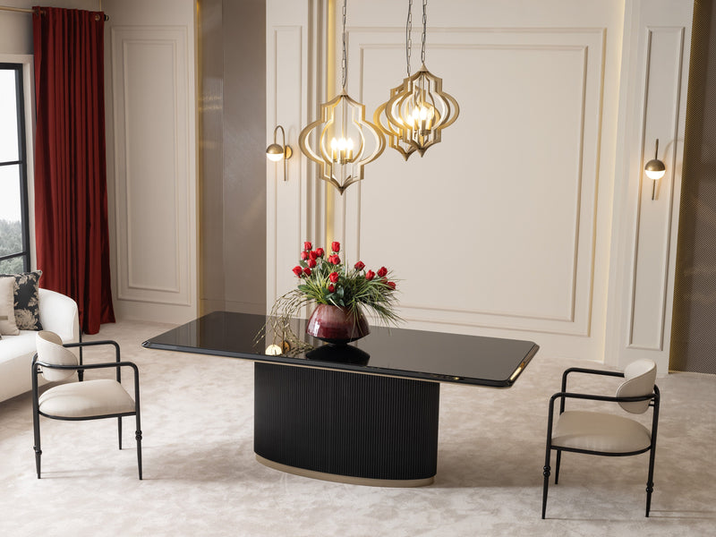 Atmacha Home And Living Dining Room Set Dining Table With 6 Chairs & Sideboard With Mirror / Antique Brass Knightsbridge Dining Room Set | Dining Table & 6 Chairs & Sideboard & Mirror