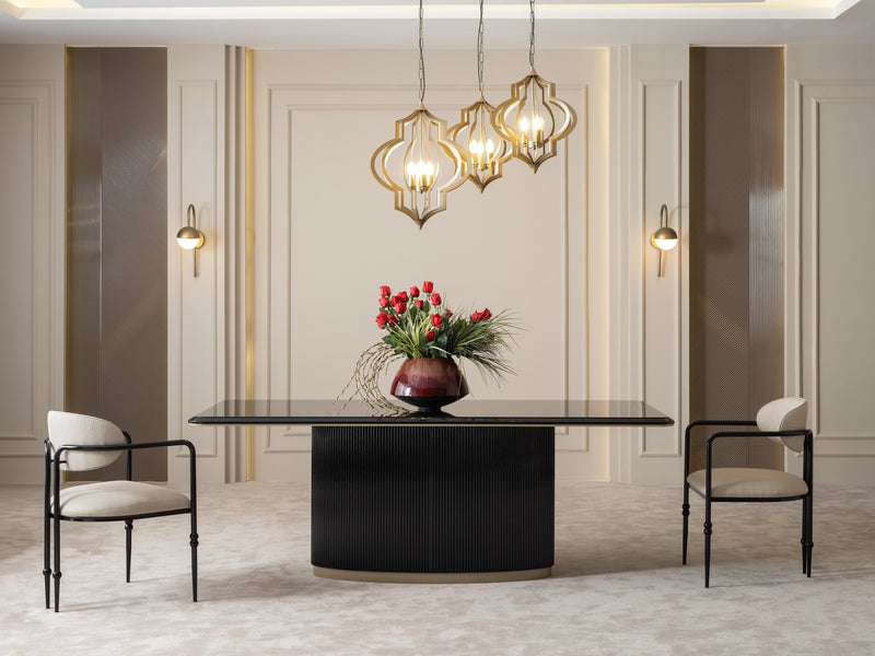 Atmacha Home And Living Dining Room Set Dining Table With 6 Chairs & Sideboard With Mirror / Antique Brass Knightsbridge Dining Room Set | Dining Table & 6 Chairs & Sideboard & Mirror