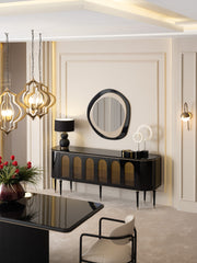 Atmacha Home And Living Dining Room Set Dining Table With 6 Chairs & Sideboard With Mirror / Antique Brass Knightsbridge Dining Room Set | Dining Table & 6 Chairs & Sideboard & Mirror