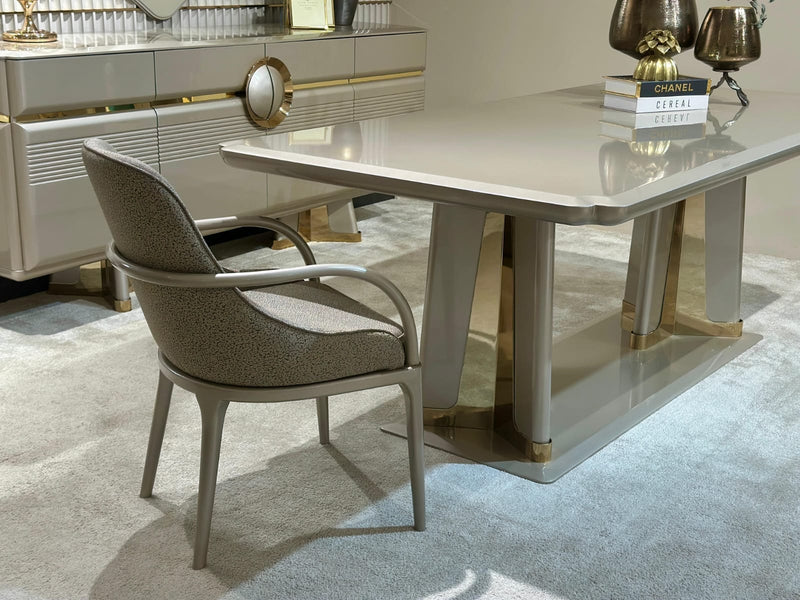 Atmacha Home And Living Dining Room Set Dining Table With 6 Chairs & Sideboard With Mirror / Gold Valencia Dining Room Set | Dining Table & 6 Chairs & Sideboard & Mirror