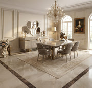 Atmacha Home And Living Dining Room Set Dining Table With 6 Chairs & Sideboard With Mirror / Gold Valencia Dining Room Set | Dining Table & 6 Chairs & Sideboard & Mirror