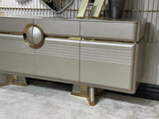 Atmacha Home And Living Dining Room Set Dining Table With 6 Chairs & Sideboard With Mirror / Gold Valencia Dining Room Set | Dining Table & 6 Chairs & Sideboard & Mirror