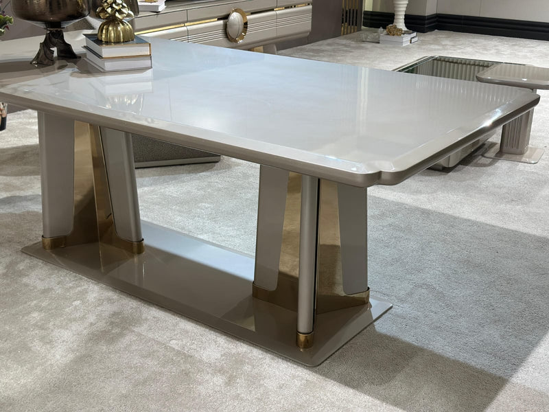 Atmacha Home And Living Dining Room Set Dining Table With 6 Chairs & Sideboard With Mirror / Gold Valencia Dining Room Set | Dining Table & 6 Chairs & Sideboard & Mirror