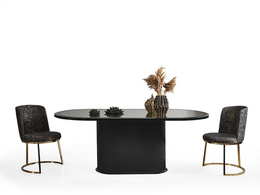 Atmacha Home And Living Dining Table Black / Glass Top Gucci Dining Table