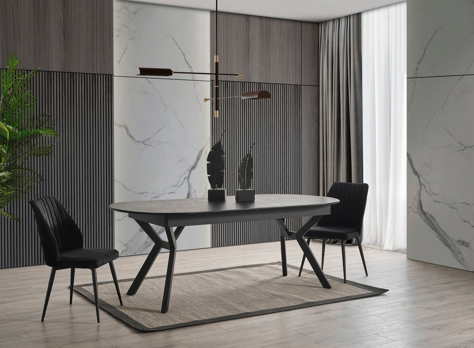 Atmacha Home And Living Dining Table Black Marble Effect Ursano Extandable Dining Table