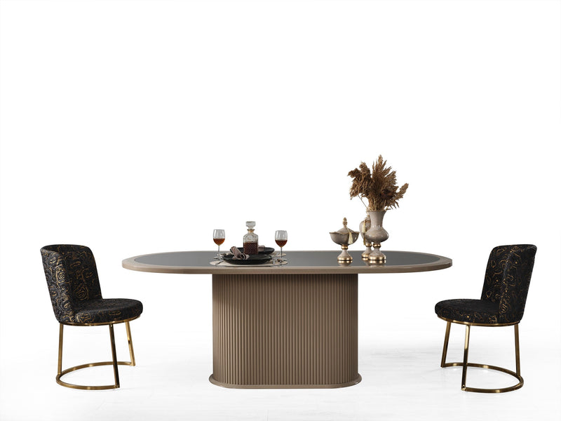 Atmacha Home And Living Dining Table Cappuccino / Glass Top Gucci Dining Table