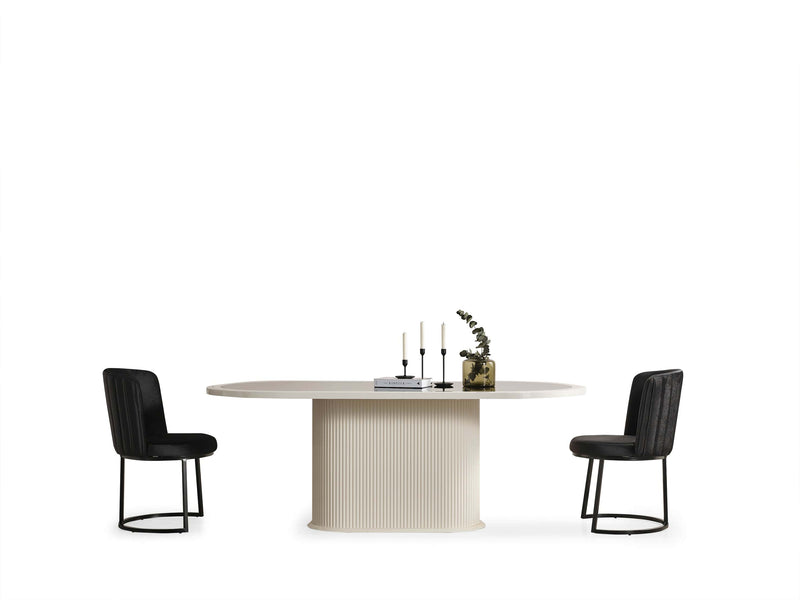 Atmacha Home And Living Dining Table Ecru / Glass Top Gucci Dining Table