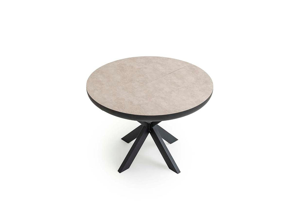 Atmacha Home And Living Dining Table Light Concrete / Black Spider Extendable Round Dining Table