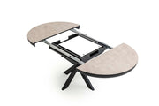 Atmacha Home And Living Dining Table Light Concrete / Black Spider Extendable Round Dining Table