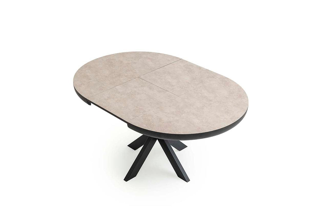 Atmacha Home And Living Dining Table Light Concrete / Black Spider Extendable Round Dining Table