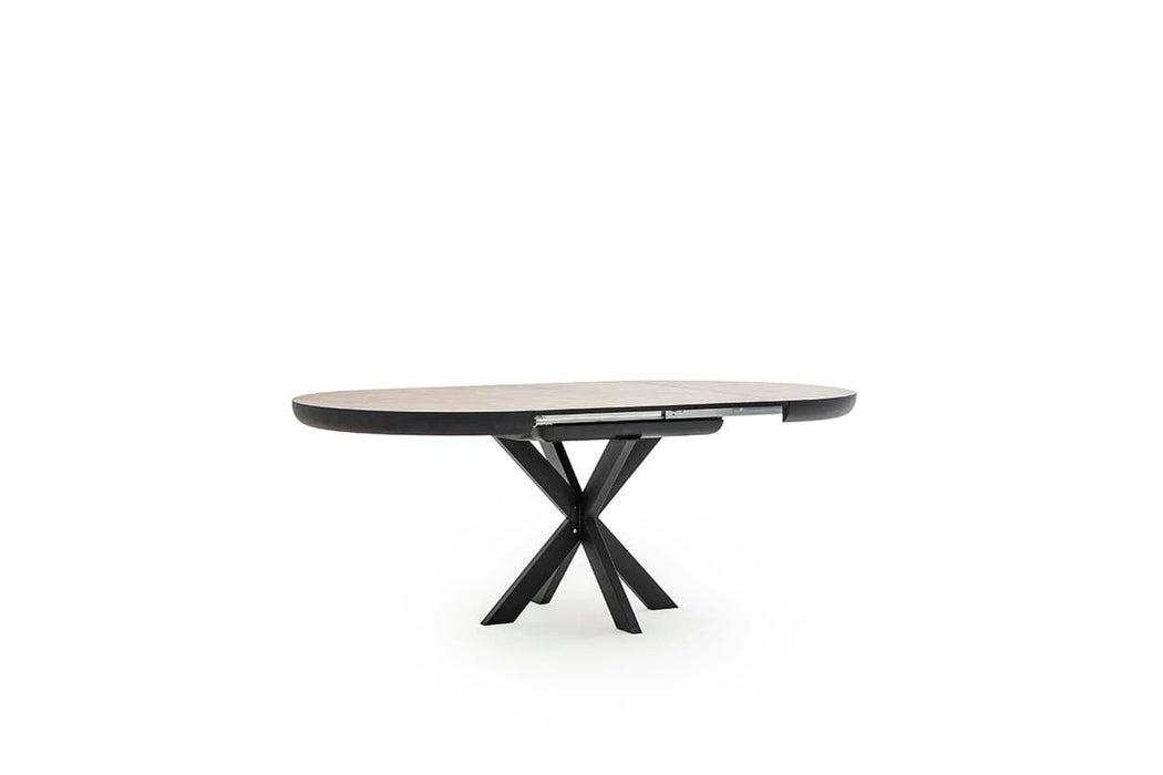 Atmacha Home And Living Dining Table Light Concrete / Black Spider Extendable Round Dining Table