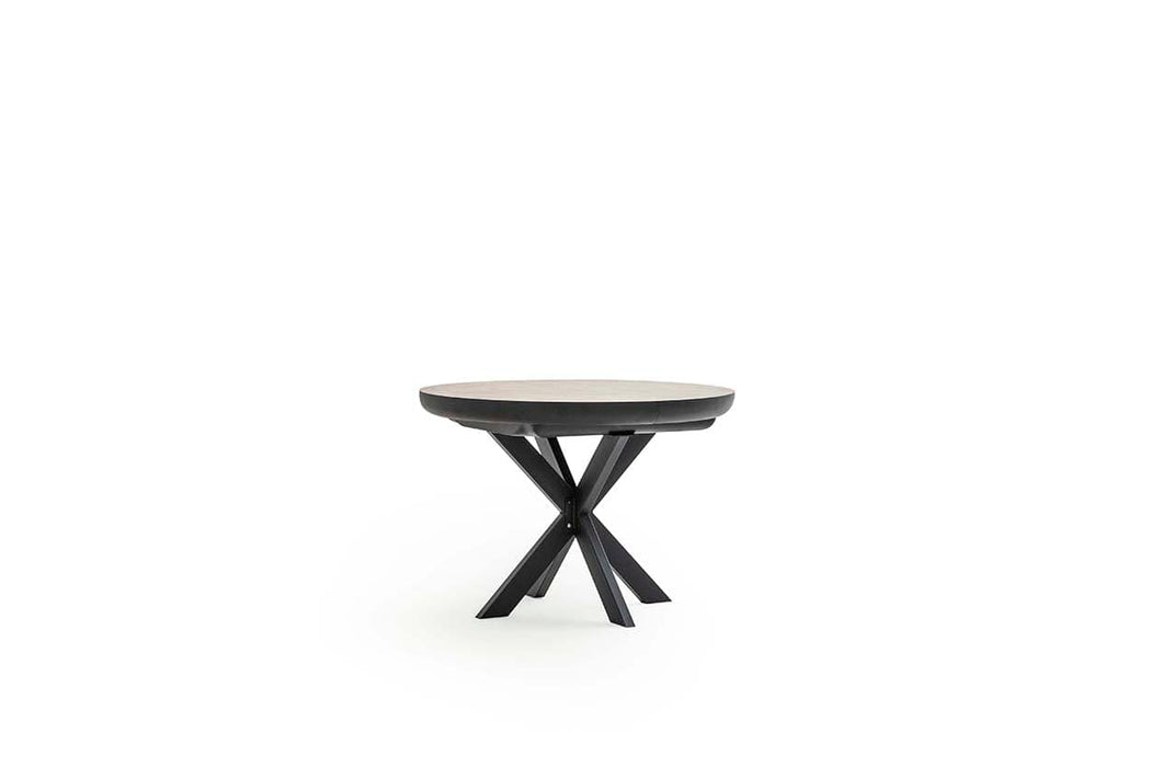 Atmacha Home And Living Dining Table Light Concrete / Black Spider Extendable Round Dining Table