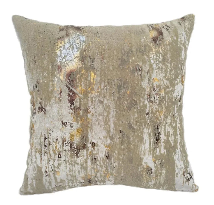 Atmacha Home And Living Gold / 43x43 cm Malini Torcello Gold Cushion – Flock & Foil Velvet Design (43x43 cm)
