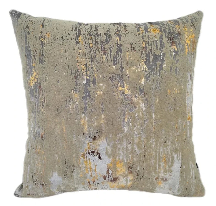 Atmacha Home And Living Grey / 43x43 cm Malini Torcello Silver Cushion – Flock & Foil Velvet Design (43x43 cm)