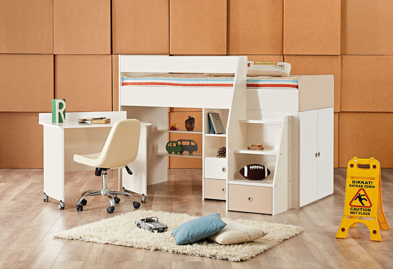 Atmacha Home And Living Kids Room Copy of Jolly Bunk Bed With Desk & Staircase With Drawers
