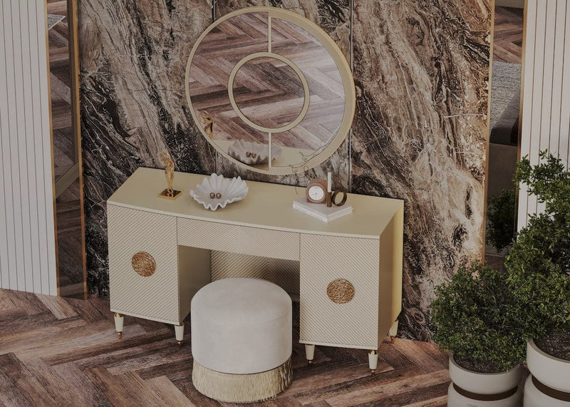 Atmacha Home And Living Liga Dresser, Pouf and Mirror